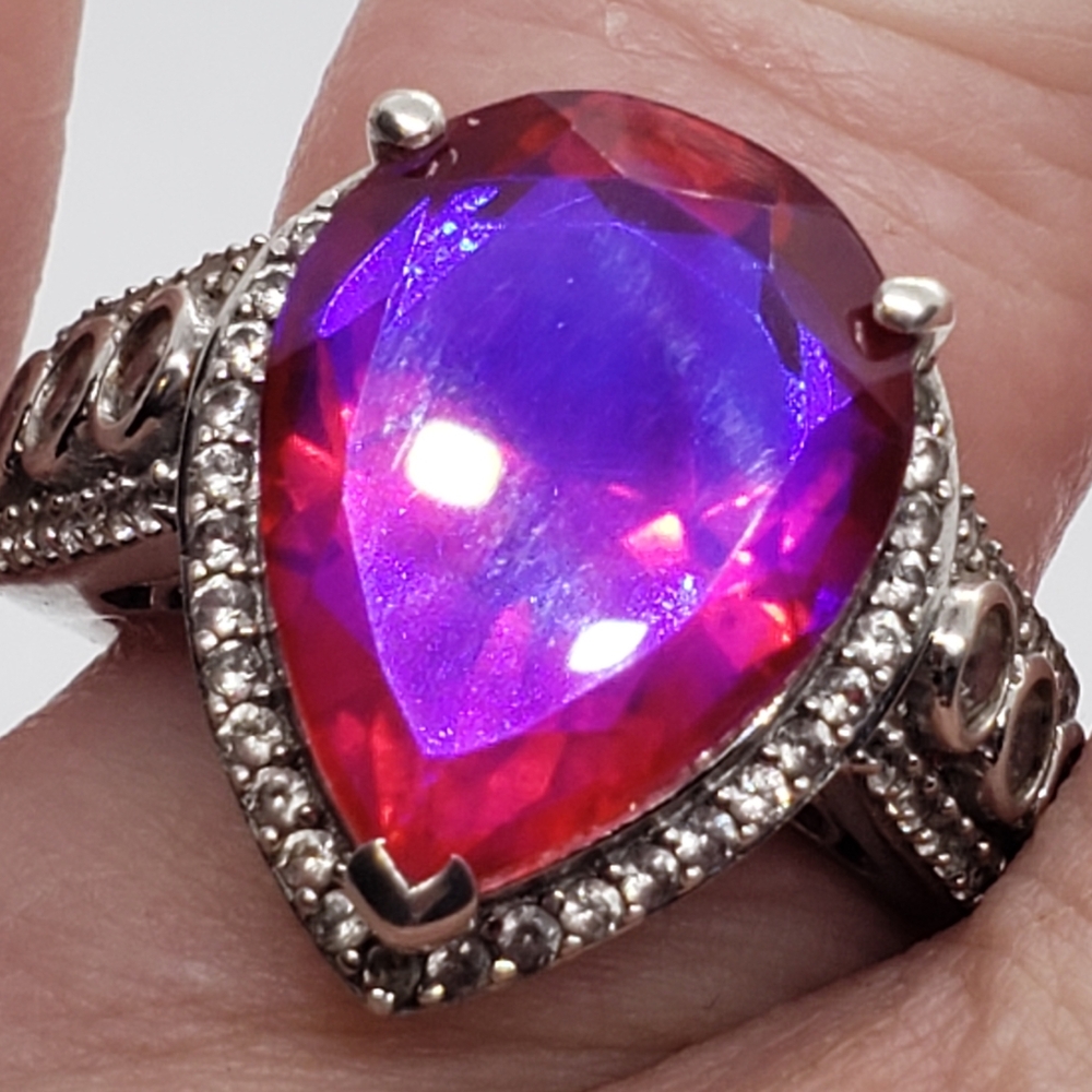 SOLD To  C! Rare Unique Volcanic Quartz  Ring in Platinum Over Sterling S - Picture 9 of 17